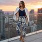 Pantaloni jogger cu talie înaltă, model floral vintage