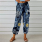 Pantaloni jogger cu talie înaltă, model floral vintage