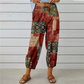 Pantaloni jogger cu talie înaltă, model floral vintage