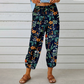 Pantaloni jogger cu talie înaltă, model floral vintage