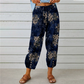 Pantaloni jogger cu talie înaltă, model floral vintage