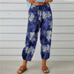 Pantaloni jogger cu talie înaltă, model floral vintage