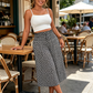 Pantaloni Capri cu talie înaltă, elastici, cu picior larg, pentru femei