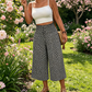 Pantaloni Capri cu talie înaltă, elastici, cu picior larg, pentru femei