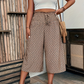 Pantaloni Capri cu talie înaltă, elastici, cu picior larg, pentru femei