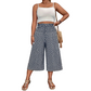 Pantaloni Capri cu talie înaltă, elastici, cu picior larg, pentru femei