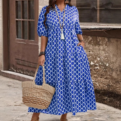 Rochie Maxi Bohemiană Imprimată, Casual pentru Femei