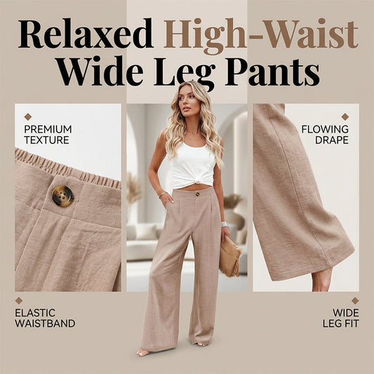 Pantaloni casual pentru femei, talie înaltă, cu picioare largi