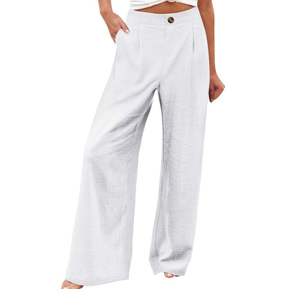 Pantaloni casual pentru femei, talie înaltă, cu picioare largi
