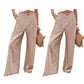 Pantaloni casual pentru femei, talie înaltă, cu picioare largi