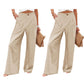 Pantaloni casual pentru femei, talie înaltă, cu picioare largi