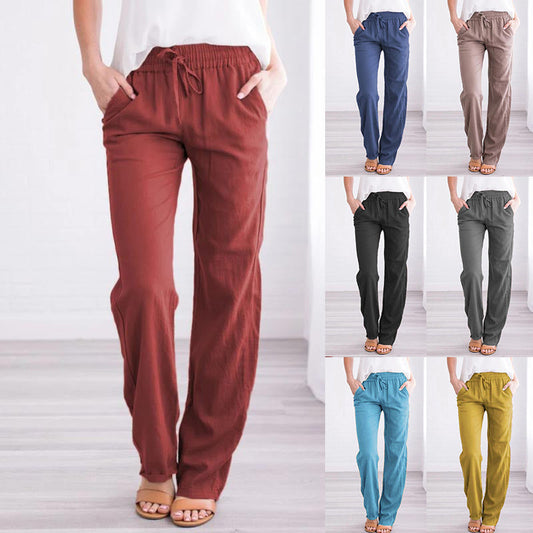 Pantaloni lejeri comozi din in-bumbac pentru femei🥰