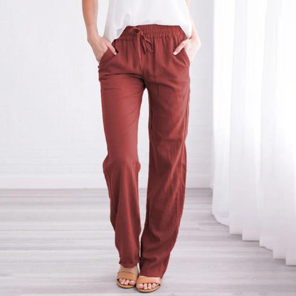 Pantaloni lejeri comozi din in-bumbac pentru femei🥰