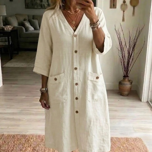 Rochie midi casual pentru femei, cu decolteu în V