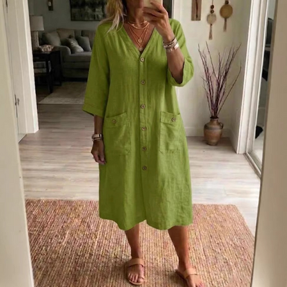 Rochie midi casual pentru femei, cu decolteu în V