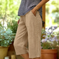 Pantaloni Capri Casual pentru Femei cu Detaliu de Dantelă Laterală