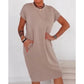 Rochie casual pentru femei, cu mânecă scurtă, tip tricou