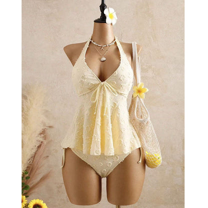 Set de tankini cu peplum și halter pentru femei