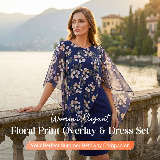 Set de rochie și suprapunere cu imprimeu floral elegant pentru femei