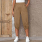 Pantaloni Capri pentru femei, talie elastică, casual