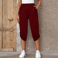 Pantaloni Capri pentru femei, talie elastică, casual