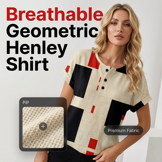 Tricou Henley pentru femei cu imprimeu abstract colorat