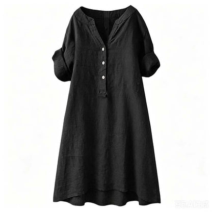 Rochie casual pentru femei, cu decolteu în V și nasturi
