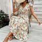 Rochie pentru femei cu decolteu în V, talie elastică și imprimeu floral