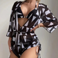 ✨Costum de baie pentru plajă cu mâneci lungi și curea la talie