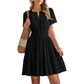 Rochie mini cu mânecă scurtă și volane pentru femei