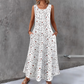 Rochie maxi fără mâneci, cu imprimeu floral și buzunare, pentru femei