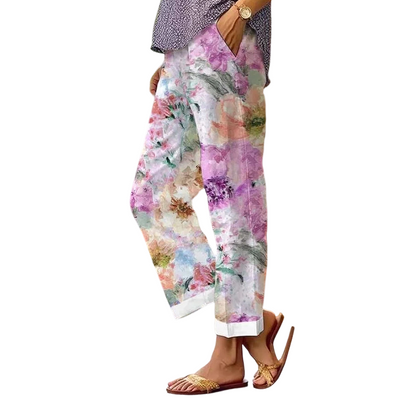 Pantaloni casual cu imprimeu floral pentru femei