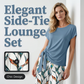 Set de top cu legături laterale și pantaloni cu model pentru femei