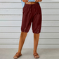 Pantaloni Capri pentru femei cu talie elastică și șnur