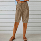 Pantaloni Capri pentru femei cu talie elastică și șnur