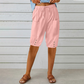 Pantaloni Capri pentru femei cu talie elastică și șnur