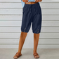 Pantaloni Capri pentru femei cu talie elastică și șnur