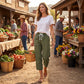Pantaloni Capri Casual pentru Femei cu Butoane Laterale