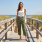 Pantaloni Capri Casual pentru Femei cu Butoane Laterale