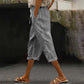Pantaloni Capri Casual pentru Femei cu Butoane Laterale