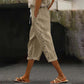 Pantaloni Capri Casual pentru Femei cu Butoane Laterale