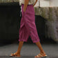 Pantaloni Capri Casual pentru Femei cu Butoane Laterale