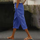 Pantaloni Capri Casual pentru Femei cu Butoane Laterale
