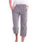 Pantaloni capri din bumbac și in, cu șnur, pentru femei