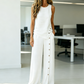 Set de top fără mâneci și pantaloni cu talie largă pentru femei, casual