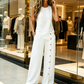 Set de top fără mâneci și pantaloni cu talie largă pentru femei, casual