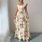 Rochie maxi plisată cu imprimeu floral elegant