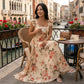 Rochie maxi plisată cu imprimeu floral elegant