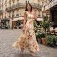 Rochie maxi plisată cu imprimeu floral elegant