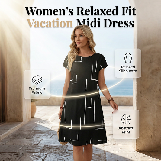 Rochie midi de vacanță, lejeră, pentru femei